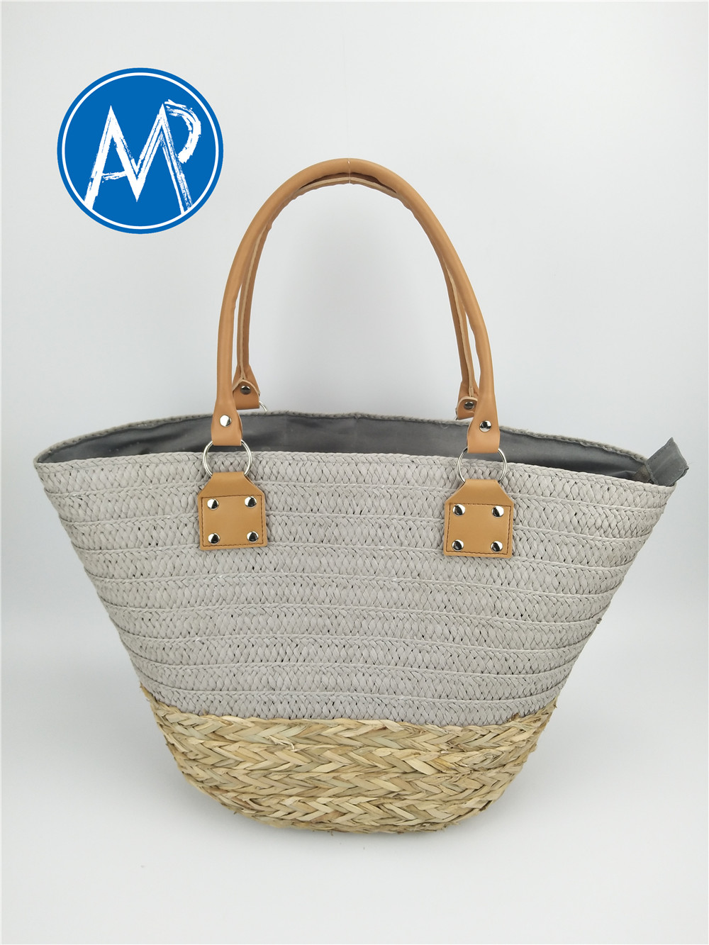 paper woven bag with straw bottom