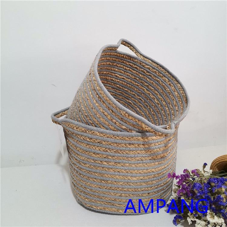 straw and cotton basket