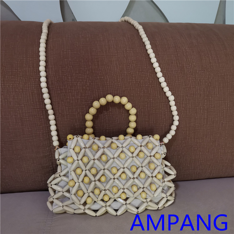wooden bead bag with lining